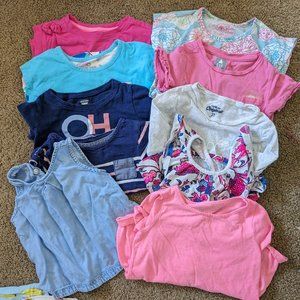 Bundle of 10 tops, mostly summer, varied sizes fit 2T-3T